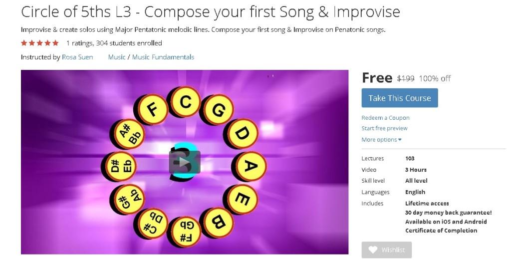 FREE Udemy Course on Circle of 5ths L3 - Compose your first Song & Improvise (2)