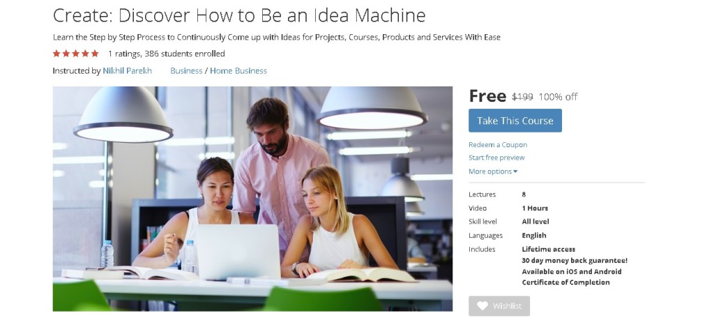 FREE Udemy Course on Create Discover How to Be an Idea Machine