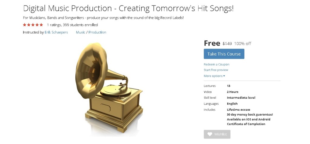 FREE Udemy Course on Digital Music Production - Creating Tomorrow's Hit Songs!