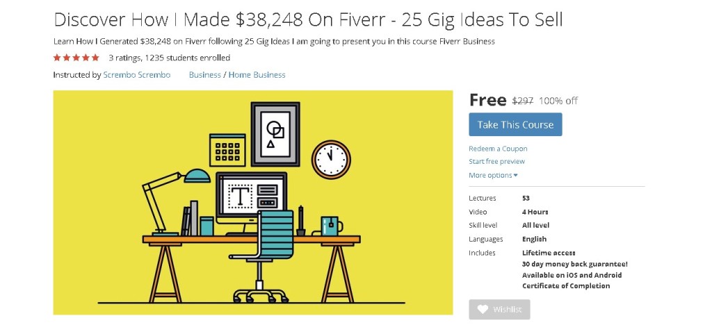 FREE Udemy Course on Discover How I Made $38,248 On Fiverr - 25 Gig Ideas To Sell