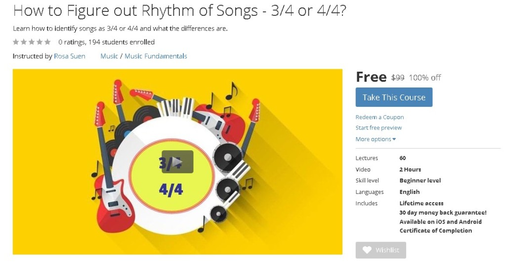 FREE Udemy Course on How to Figure out Rhythm of Songs - 34 or 44