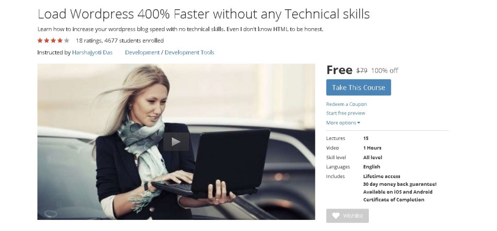 FREE Udemy Course on Load WordPress 400% Faster without any Technical skills