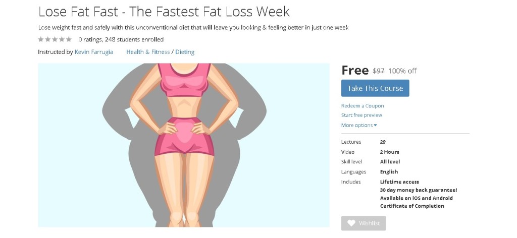 FREE Udemy Course on Lose Fat Fast - The Fastest Fat Loss Week