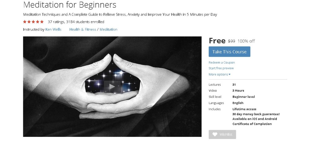 FREE Udemy Course on Meditation for Beginners