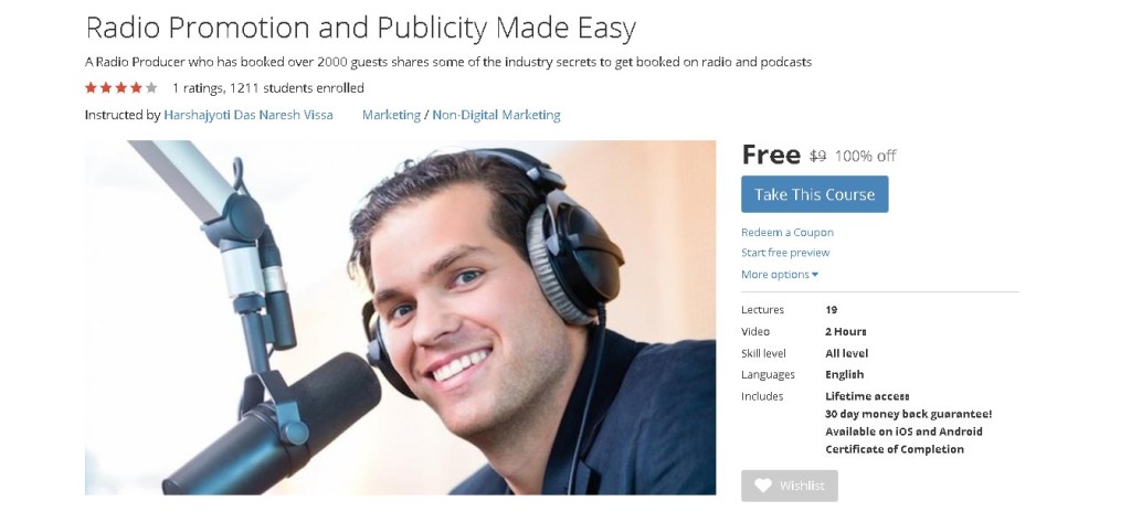 FREE Udemy Course on Radio Promotion and Publicity Made Easy