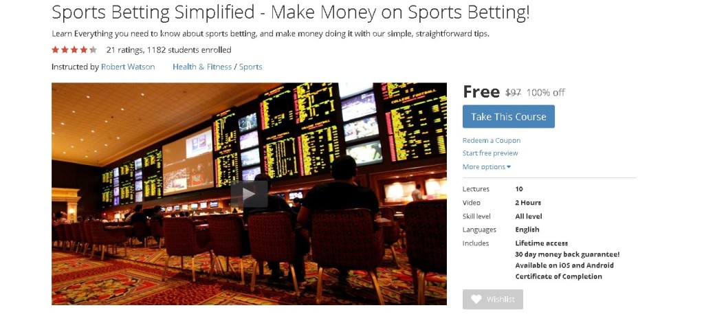 FREE Udemy Course on Sports Betting Simplified - Make Money on Sports Betting