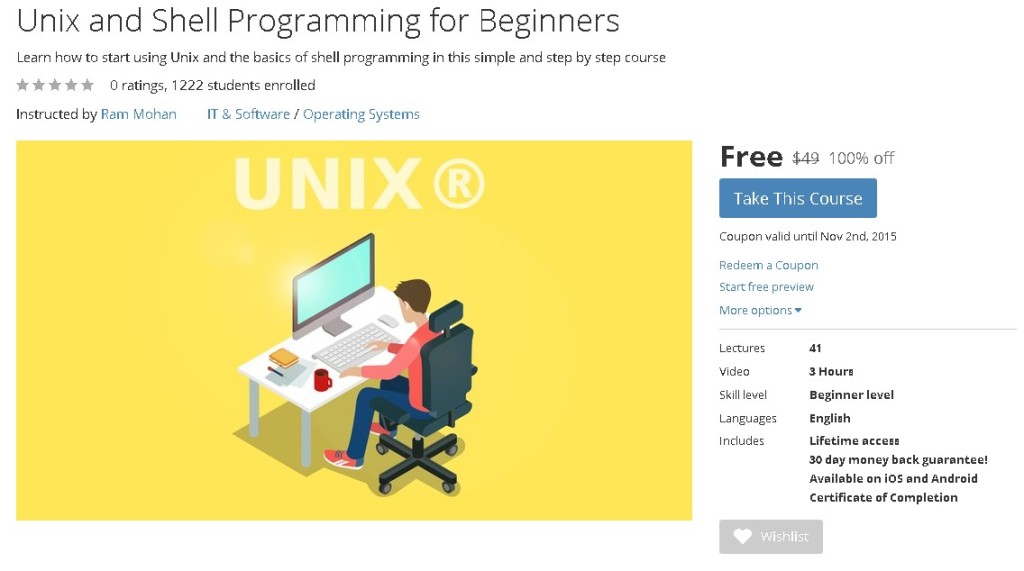 FREE Udemy Course on Unix and Shell Programming for Beginners