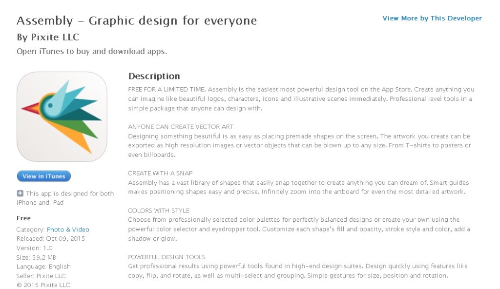 FREE iOS App Assembly - Graphic design for everyone By Pixite LLC