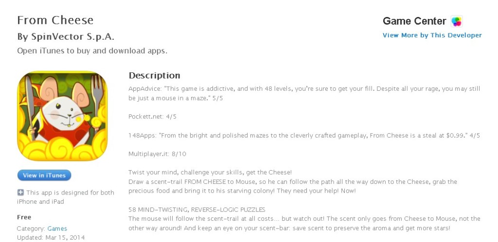 FREE iOS Game From Cheese By SpinVector S.p.A.