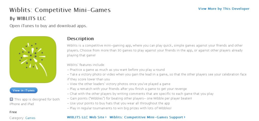 FREE iOS Game Wiblits Competitive Mini-Games By WIBLITS LLC