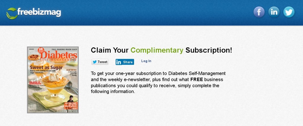 FREE one-year subscription to Diabetes Self-Management and the weekly e-newsletter