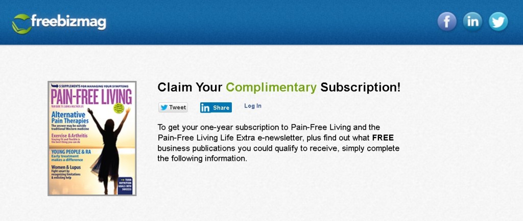 FREE one-year subscription to Pain-Free Living and the Pain-Free Living Life Extra e-newsletter