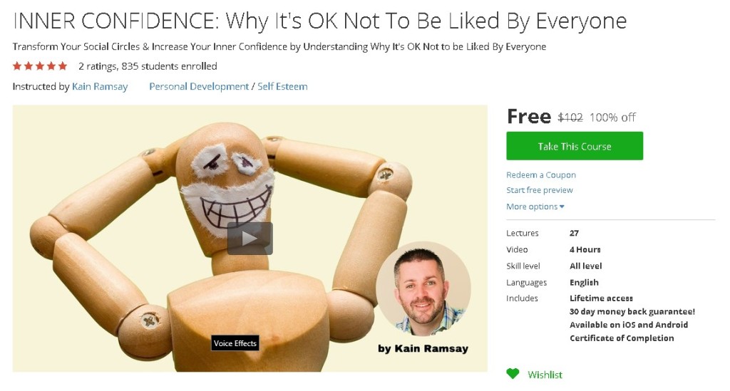 Free Udemy Course- INNER CONFIDENCE Why It's OK Not To Be Liked By Everyone