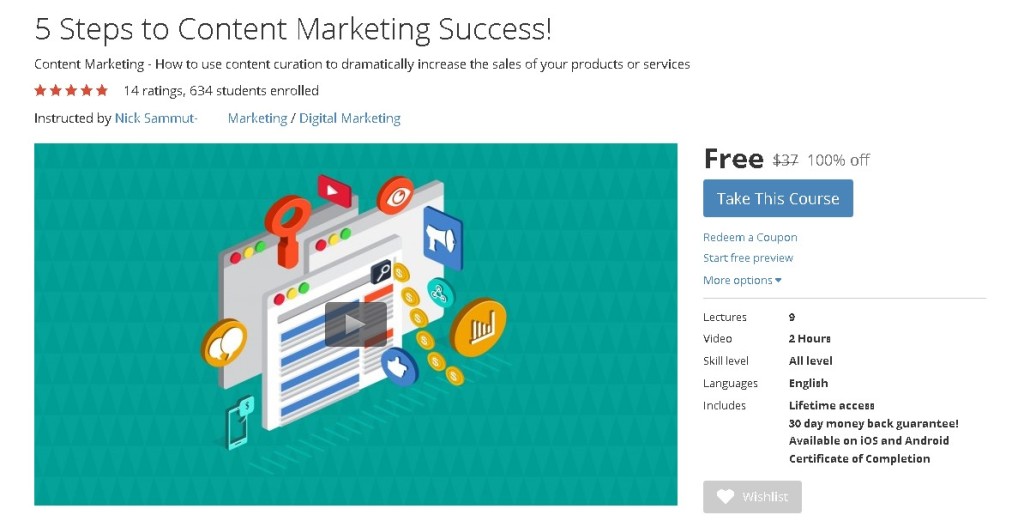 Free Udemy Course on 5 Steps to Content Marketing Success!  (2)