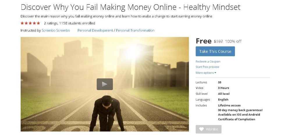 Free Udemy Course on Discover Why You Fail Making Money Online - Healthy Mindset