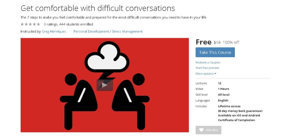 Free Udemy Course on Get comfortable with difficult conversations (2)