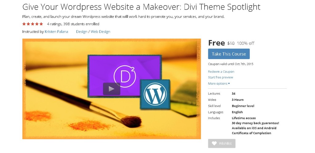 Free Udemy Course on Give Your WordPress Website a Makeover Divi Theme Spotlight