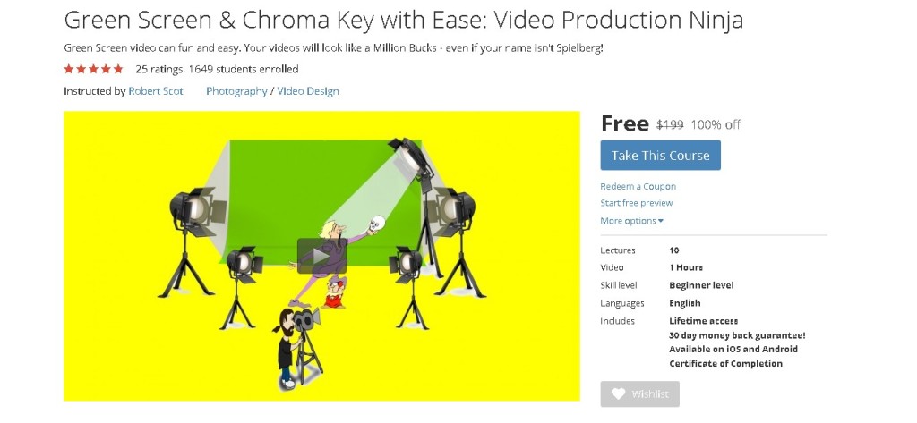 Free Udemy Course on Green Screen & Chroma Key with Ease Video Production Ninja