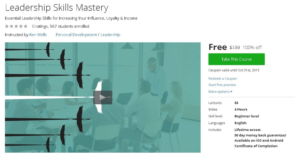 Free Udemy Course on Leadership Skills Mastery