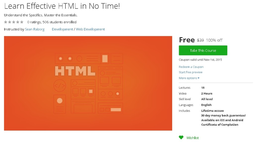 Free Udemy Course on Learn Effective HTML in No Time!