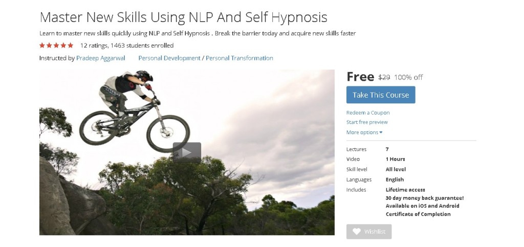 Free Udemy Course on Master New Skills Using NLP And Self Hypnosis (2)