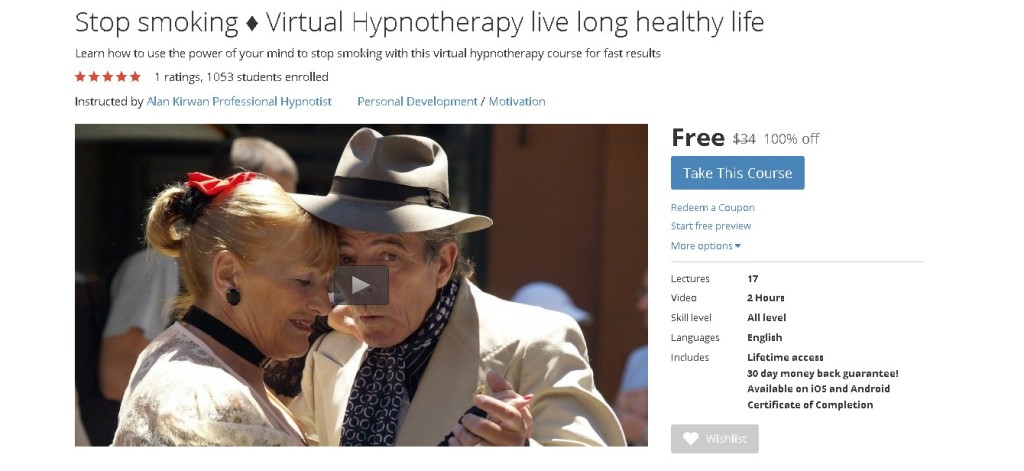 Free Udemy Course on Stop smoking ♦ Virtual Hypnotherapy live long healthy life