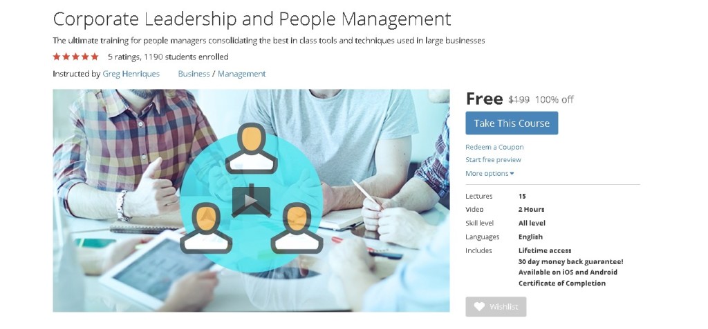 Free Udemy Online Course on Corporate Leadership and People Management