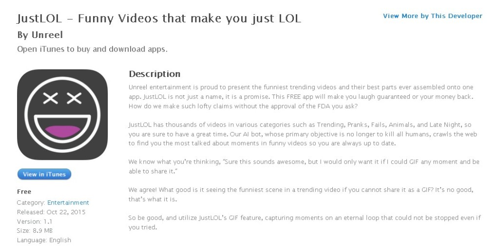 Free iOS App JustLOL - Funny Videos that make you just LOL By Unreel