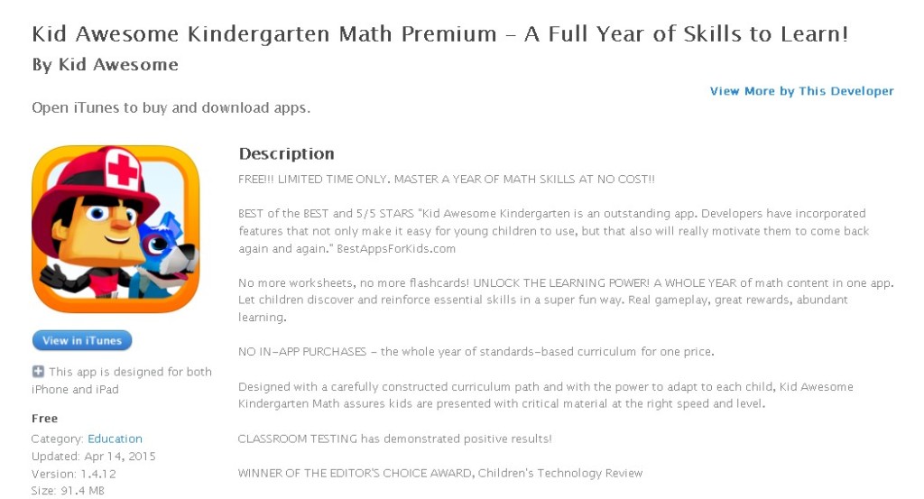 Free iOS App  Kid Awesome Kindergarten Math Premium – A Full Year of Skills to Learn! By Kid Awesome