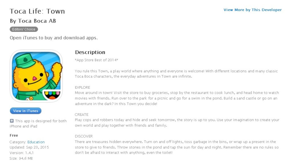 Free iOS App Toca Life Town By Toca Boca AB