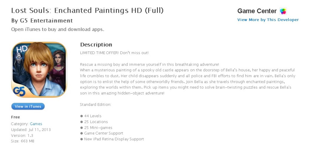 Free iOS Game- Lost Souls Enchanted Paintings HD (Full)