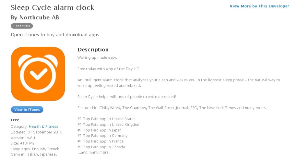 Free iOS Health & Fitness App Sleep Cycle alarm clock By Northcube AB