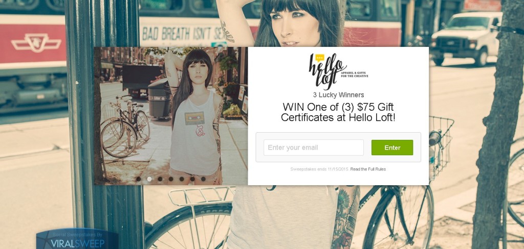 WIN One of (3) $75 Gift Certificates at Hello Loft!