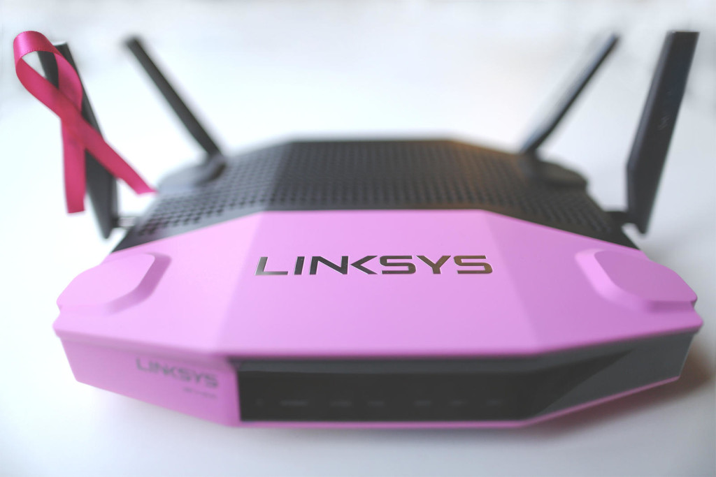 Crave giveaway For breast cancer awareness, a pink Linksys Wi-Fi router at CNET