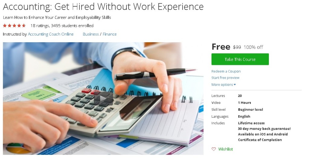 Free Udemy Course on Accounting Get Hired Without Work Experience