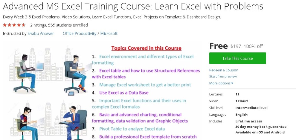 Free Udemy Course on Advanced MS Excel Training Course Learn Excel with Problems