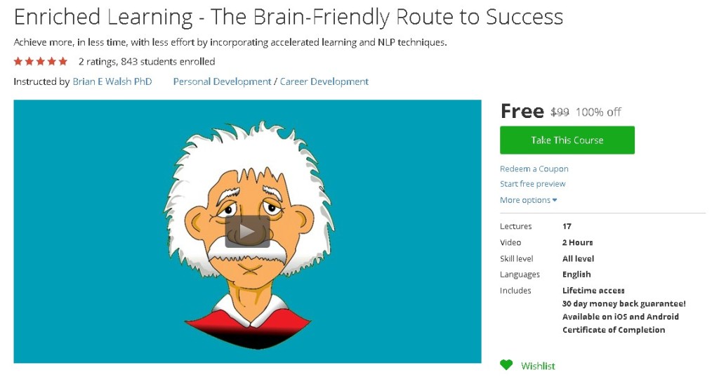 Free Udemy Course on Enriched Learning - The Brain-Friendly Route to Success