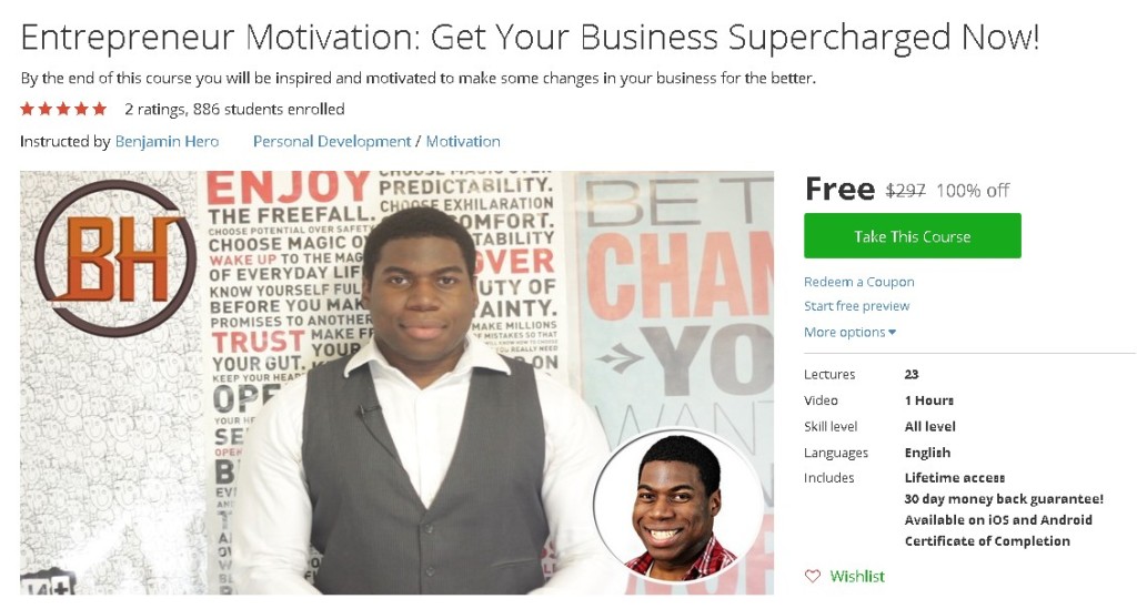 Free Udemy Course on Entrepreneur Motivation Get Your Business Supercharged Now!