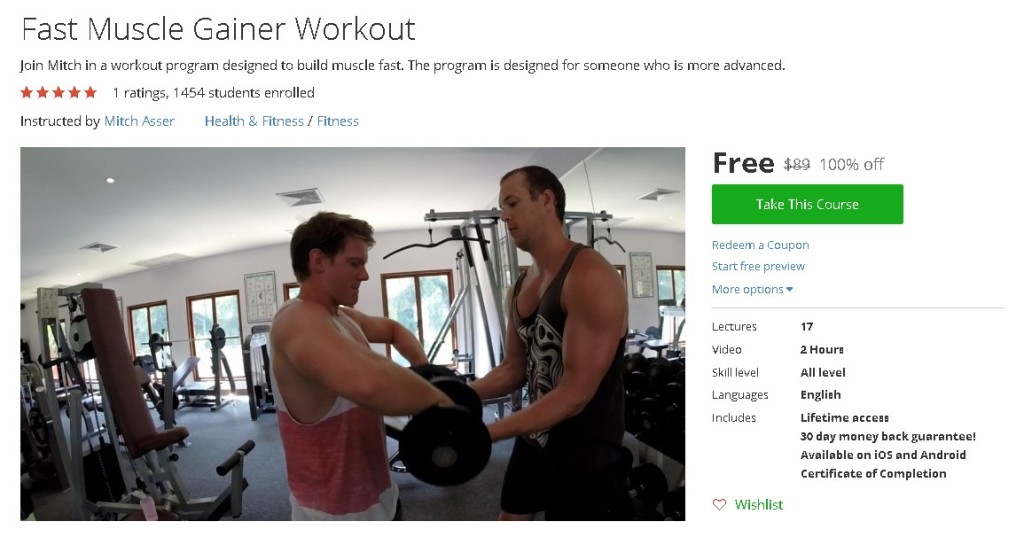 Free Udemy Course on Fast Muscle Gainer Workout