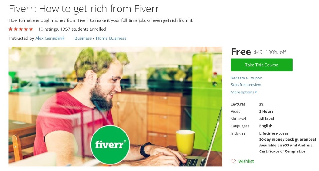 Free Udemy Course on Fiverr How to get rich from Fiverr