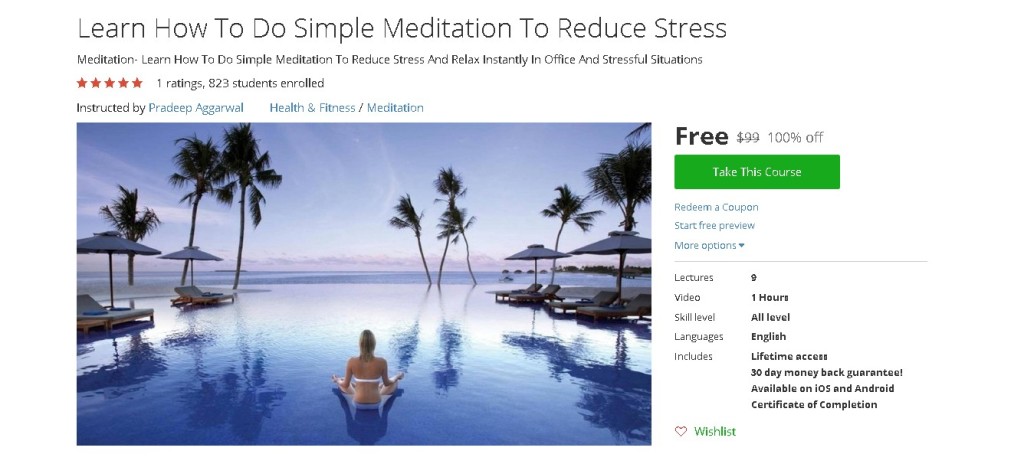 Free Udemy Course on Learn How To Do Simple Meditation To Reduce Stress