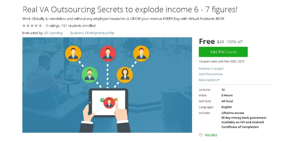 Free Udemy Course on Real VA Outsourcing Secrets to explode income 6 - 7 figures!