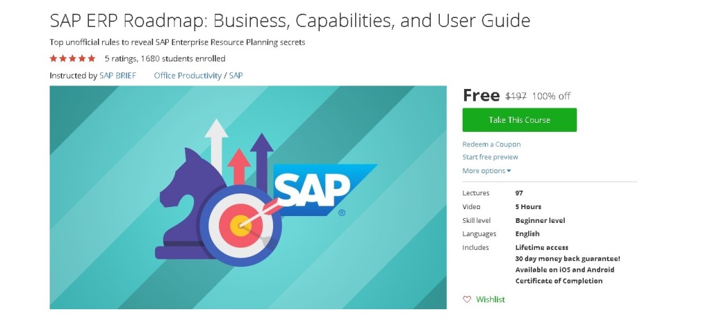 Free Udemy Course on SAP ERP Roadmap Business, Capabilities, and User Guide