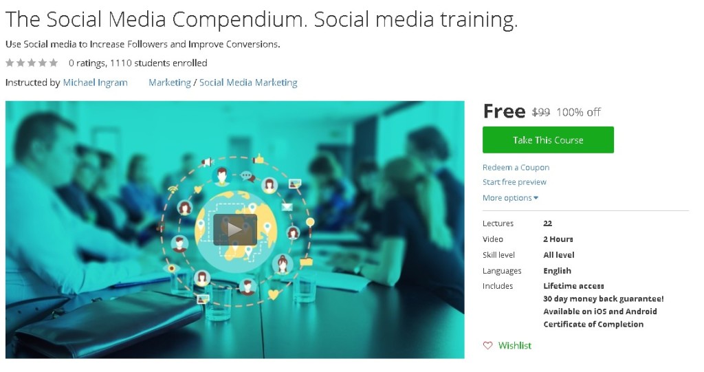 Free Udemy Course on The Social Media Compendium. Social media training.