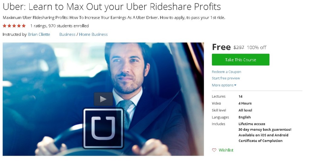 Free Udemy Course on Uber Learn to Max Out your Uber Rideshare Profits