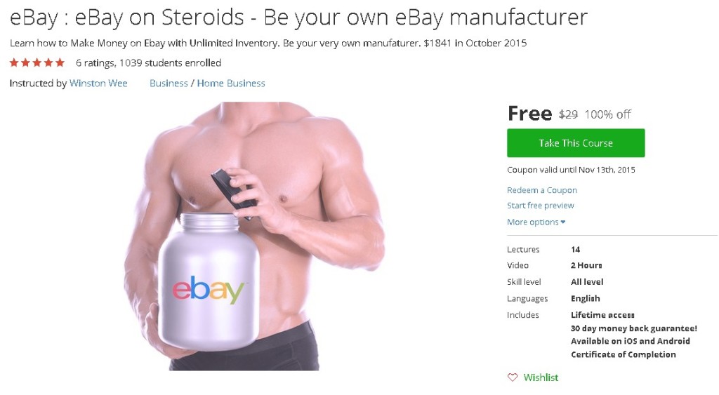 Free Udemy Course on eBay  eBay on Steroids - Be your own eBay manufacturer