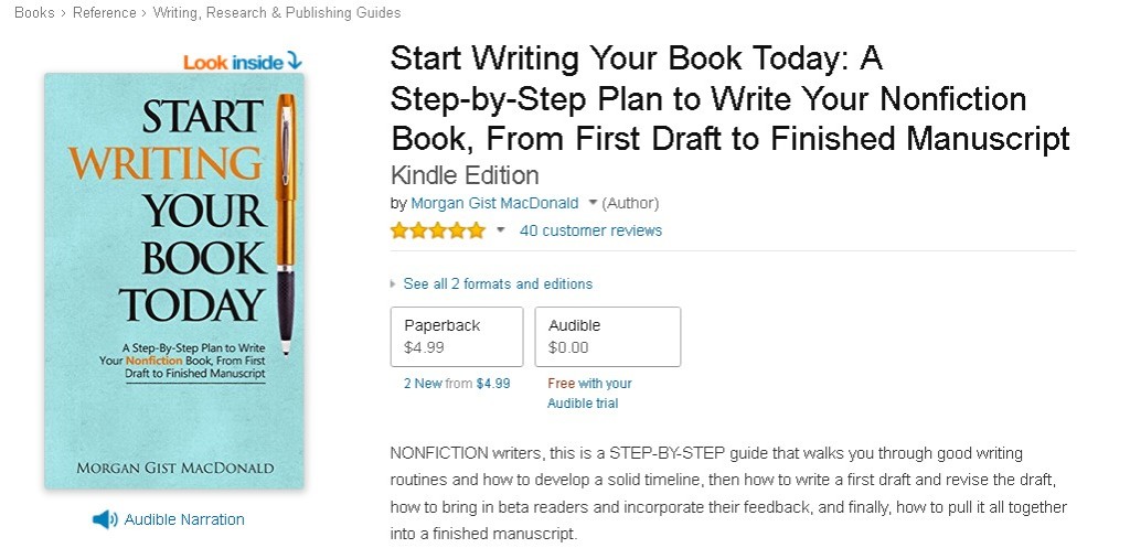 Free  Start Writing Your Book Today A Step-by-Step Plan to Write Your Nonfiction Book, From First Draft to Finished Manuscript Kindle Edition