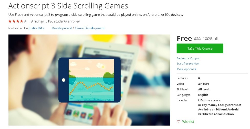 Free Udemy Course on Actionscript 3 Side Scrolling Games