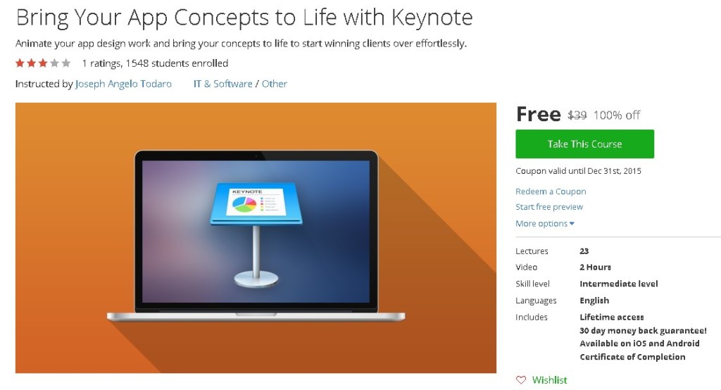 Free Udemy Course on Find out more at Bring Your App Concepts to Life with Keynote