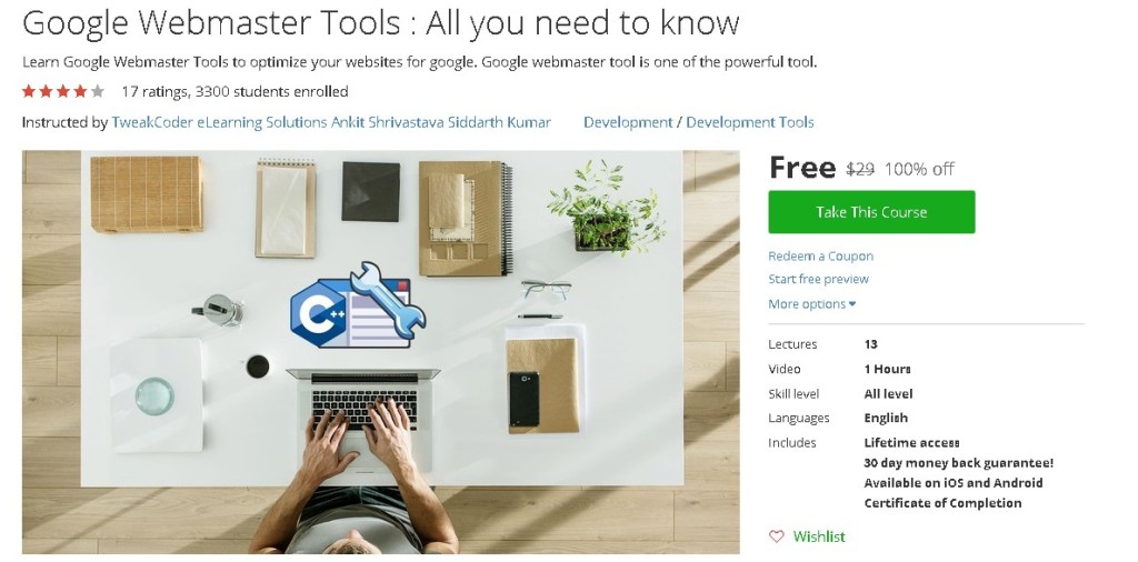 Free Udemy Course on Google Webmaster Tools  All you need to know